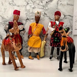 Five piece set of handmade Moroccan leather dolls